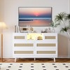 Rattan Dresser for Bedroom with Led Light and Charging Station, 6 Drawer Double Dressers, Modern Wooden Dresser Chest - 4 of 4