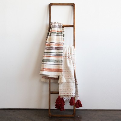 Multicolor Hand Woven Cotton Throw Blanket with Tassels