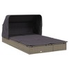 vidaXL 2-Person Gray Poly Rattan Sunbed with Foldable Roof and Adjustable Seats for Patio, Poolside, Balcony - 4 of 4