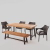 Fletcher 6pc Wicker and Acacia Wood Dining Set: Patio Furniture with Bench - Christopher Knight Home - 2 of 4
