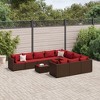 vidaXL Patio Sofa Set Brown PE rattan, powder-coated steel, tempered glass - 2 of 4