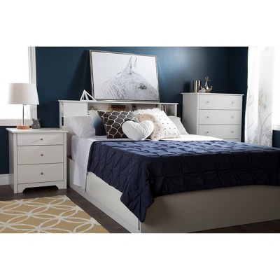 Pure White 2-Drawer Nightstand with Built-In Charging Station