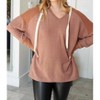 Women's Two Tone Fuzzy Hoodie - White Birch - 3 of 4