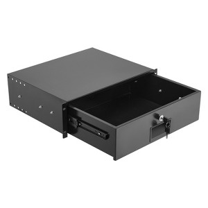 VEVOR 3U Rack Mount Drawer, 50 lbs Max Load-Bearing, Lockable Server Cabinet Case, Sliding Drawer with Lock and Cable Management Holes, Black - 1 of 4