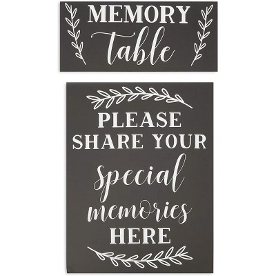 Faithful Finds 2 Pcs Funeral Memory Table Signs, Place Share Your Special Memories Here, Black, 2 Sizes