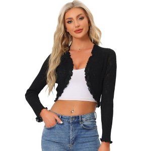 Allegra K Women's Long Sleeve Knit Elegant Open Front Casual Bolero Cardigan - 1 of 4