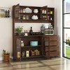 Yukimo 75"H Large Kitchen Hutch Cabinet, Freestanding Pantry Cabinet with 4 Doors, 4 Drawers & Microwave Shelf, Walnut - 2 of 4