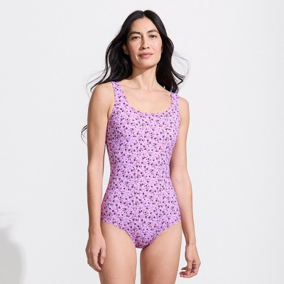 Lands' End Women's Chlorine Resistant High Leg Soft Cup Tugless Sporty One Piece Swimsuit