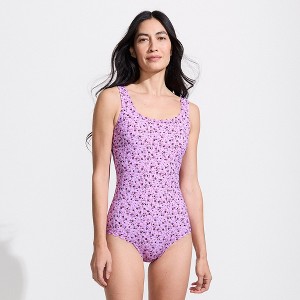 Lands' End Women's Chlorine Resistant High Leg Soft Cup Tugless Sporty One Piece Swimsuit - 1 of 4