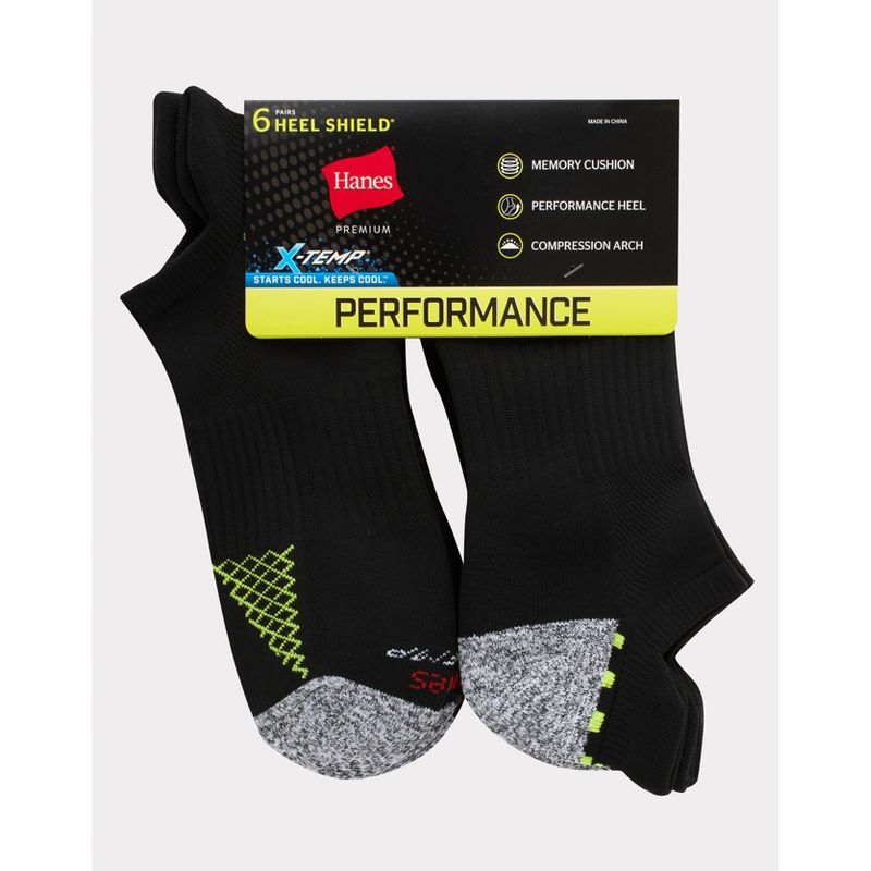 Hanes Premium Men's Performance Filament Heel Shield Low Cut Socks 6pk - 6-12, 3 of 4