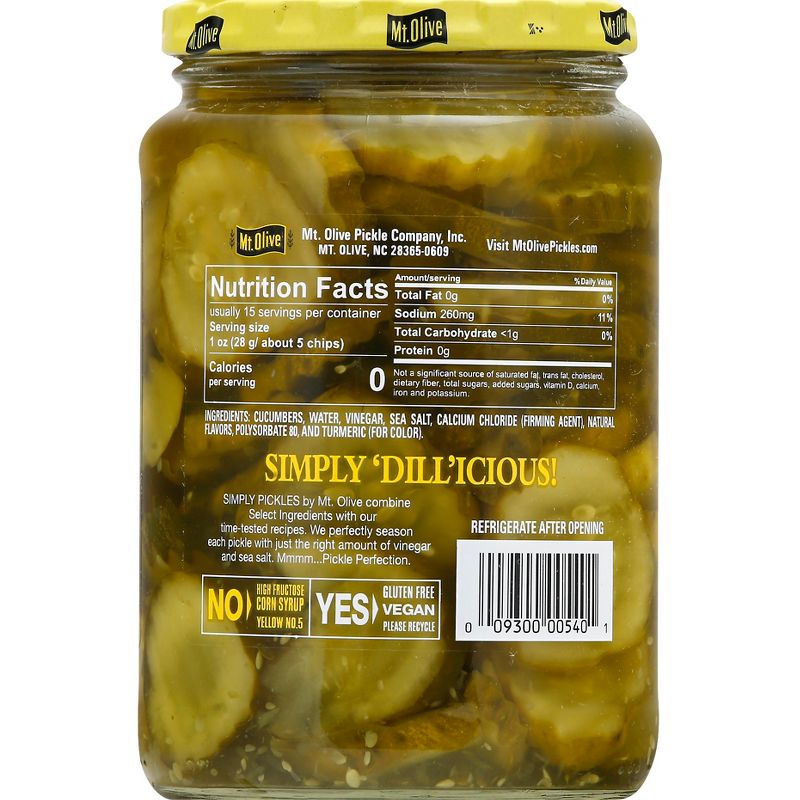 Mt. Olive Simply Pickles Hamburger Dill Chips - 24 fl oz, 2 of 5