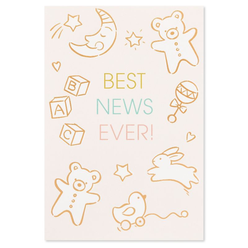 &#39;Best News Ever&#39; with Baby Icons Baby Shower Card Ivory, 5 of 7