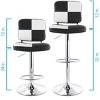 Elama 2 Piece Adjustable Fux Leather Bar Stool in Black and White with Chrome Base - 4 of 4