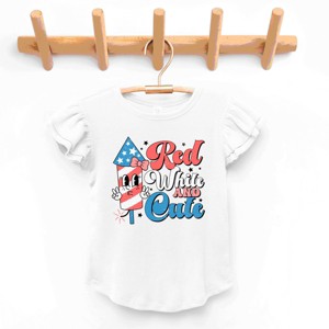 The Juniper Shop Red White and Cute Firework  Flutter Sleeve Tee - 2T - White - 1 of 4