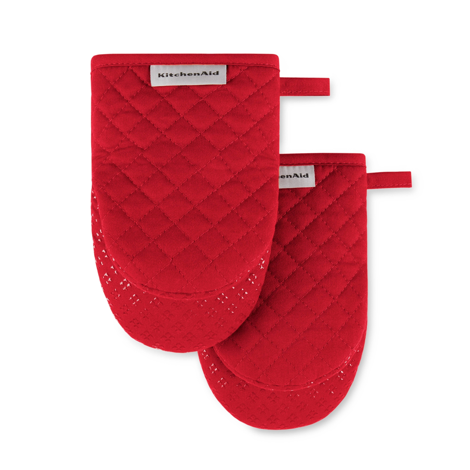 KitchenAid 2pk Cotton Asteroid Mini Oven Mitts, Red: Hot Pads & Pot Holders, Machine Washable, 8"x5.5"