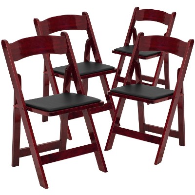 Emma And Oliver 4 Pack Mahogany Wood Folding Chair With Detachable   GUEST 8aaaf5c3 43a2 4379 Ae14 8de25eba8c59