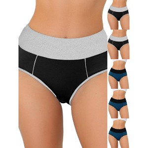 INSPIRE CHIC Women's High Waist Tummy Control Color-Block Available Briefs 6 Packs - 1 of 4