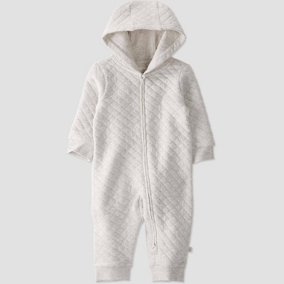 Image of Little Planet by Carter's Organic️ Baby Quilted Zip Pram Coveralls - Gray Newborn