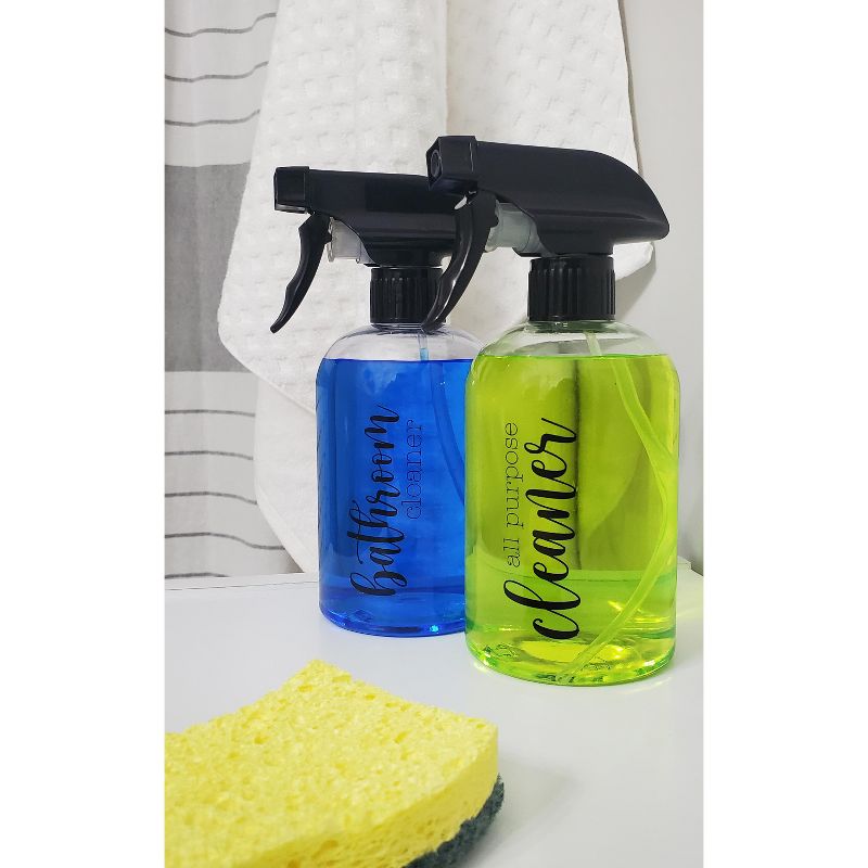 Cornucopia Brands 16oz Plastic Cleaning Spray Bottles, 4pc Set; Farmhouse Script Trigger Sprayers w/ 3 Settings, 4 of 7