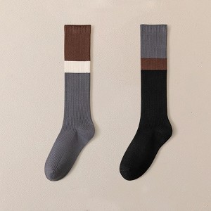 Anna-Kaci 2-Pair Colorblock Knee-High Ribbed Socks with Stretch Fit Design - 1 of 4