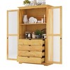75" Kitchen Pantry Cabinet with 4 Drawers, Display Cabinet with Glass Doors, Freestanding Pantry Cabinet for Dining Room–The Pop Home - 3 of 4