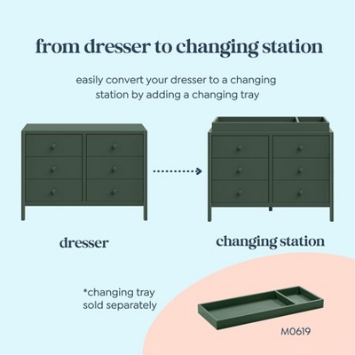 Forest Green Pine 6-Drawer Horizontal Double Dresser