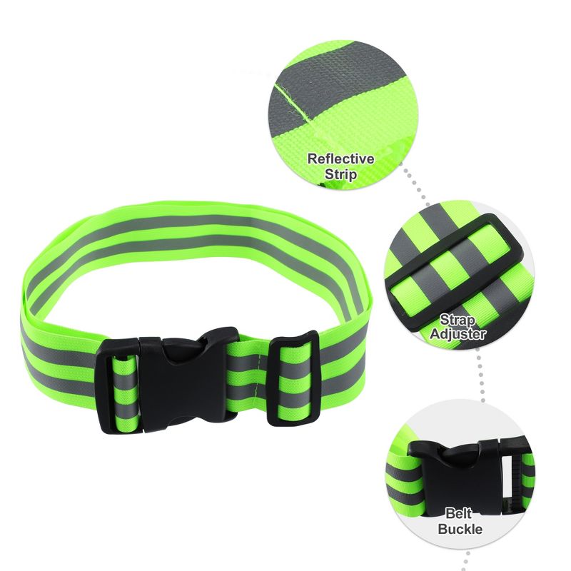 Unique Bargains High Visibility Reflective Belt Running Cycling Gear Green 3 Pcs, 3 of 8