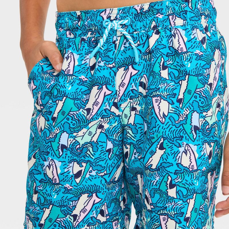 Boys' Shark Printed Swim Shorts - Cat & Jack™ Blue, 3 of 5