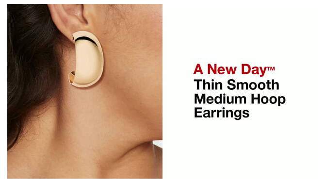 Thin Smooth Medium Hoop Earrings - A New Day™, 2 of 19, play video