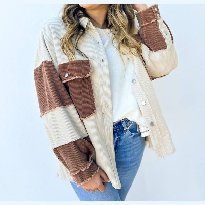 Women's Nothing to Lose Corduroy Color Block Shacket - BiBi