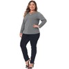 Agnes Orinda Women's Plus Size Long Sleeve Cross V Neck Fashion Casual T-Shirts - 3 of 4