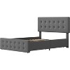 Adjustable Fabric Platform Bed with 4 Storage Drawers - 1000 lbs Capacity, 12-Slat Support, Noise Reduction Design & Tool-Free Assembly - 3 of 4