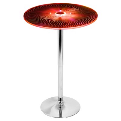 Spyra Round Chrome Adjustable Light-Up Bar Table with Acrylic Top