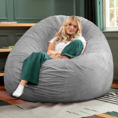 Jaxx 6 ft Platinum Microsuede Bean Bag Chair with Removable Cover