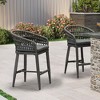 PURPLE LEAF Outdoor Rattan Bar Stools Set of 2 Modern Boho Aluminum Patio Bar Height Chair with Cushion for Garden Outdoor and Indoor - 2 of 4