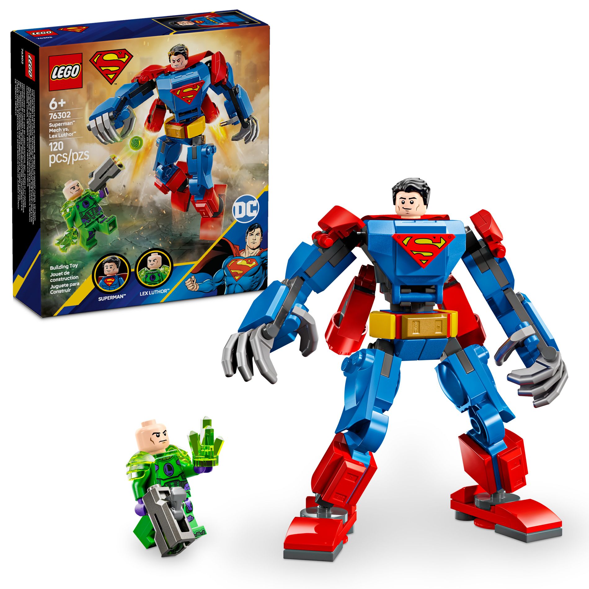 LEGO DC Superman Mech vs. Lex Luthor Action Figures Building Toy 76302
