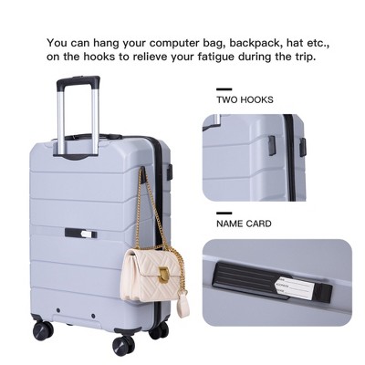 SEVOBAL Luggage 3 Piece PP Hardshell Set with Spinner Silent Wheels, TSA Lock, Ideal for Students or Travelling, Silver, 20.47"*12.4"*30.71"