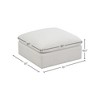 Meridian Furniture,Plush Cream Velvet Standard Comfort Modular Ottoman - 3 of 4