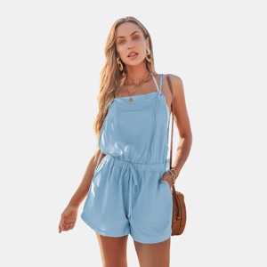 Women's Breezy Sky Blue Sleeveless Beach Romper - Cupshe - 1 of 4