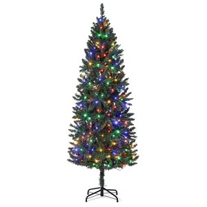 COZONY 6 Ft Pre-Lit Pencil Christmas Tree with 250 Colorful LEDs, Slim Artificial Xmas Tree with 8 Lighting Modes & 571 Tips for Holiday Decor - 1 of 4
