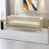 VASIP Modern 82.7inch  sofa Bed. Velvet Living Room Chesterfield design Sofa cream white color - 2 of 4