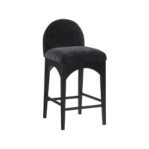 Meridian Furniture,Waldorf Black Chenille Fabric Stool - 1 of 4