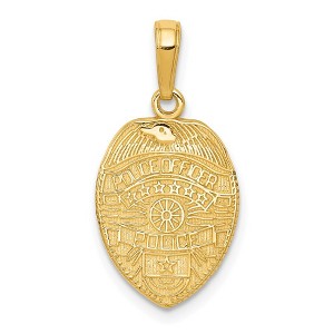 Black Bow Jewelry 14k Yellow Gold Police officer Badge Pendant - 1 of 4