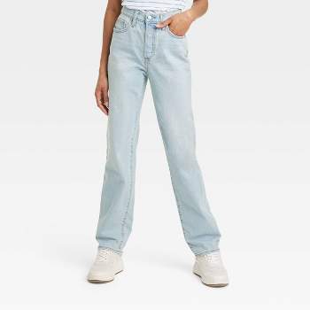 Women's High-rise Embellished 90's Straight Jeans - Universal Thread™ Light  Wash 14 : Target
