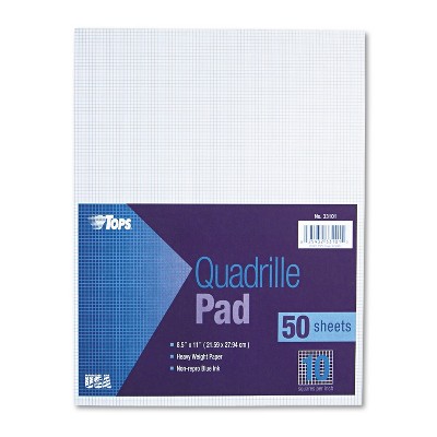 Tops Quadrille Pads 10 Squares/Inch 8 1/2 x 11 White 50 Sheets 33101