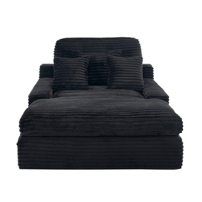 Dolonm 75" Deep Seat Lazy Sofa: 4 Plush Pillows, High-Resilience Sponge, Luxe Corduroy for Living Room/Office-6 Colors