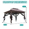 FDW Portable Pop-Up Gazebo Outdoor Canopy Gazebo Patio with Mosquito Netting Instant Shade for Outdoor Gatherings Parties and Camping, Brown - 2 of 4