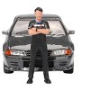 Nissan Skyline GT-R (R32) RHD Gunmetal Gray Metallic with Figure Limited Edition 1/64 Diecast Model Car by Mini GT - 4 of 4