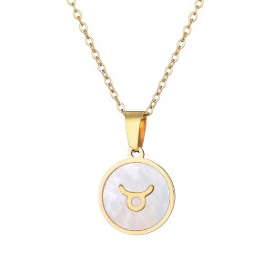 Adornia Tarnish Resistant 18k Gold Plated Mother of Pearl Zodiac Necklace - 1 of 2