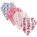 Touched by Nature Baby Girl Organic Cotton Bandana Bibs 4pk, Flower, One Size